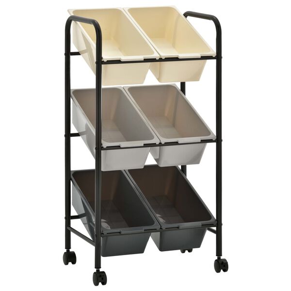 vidaXL 6-Basket Toy Storage Trolley Ombre Plastic