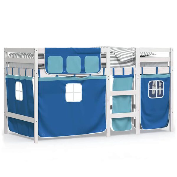 vidaXL Kids' Loft Bed with Curtains without Mattress Blue 90x190 cm Single