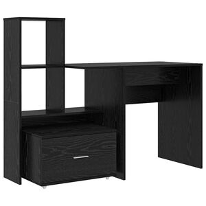vidaXL Desk Black Oak Engineered Wood 131.5 x 50 x 106.5 cm