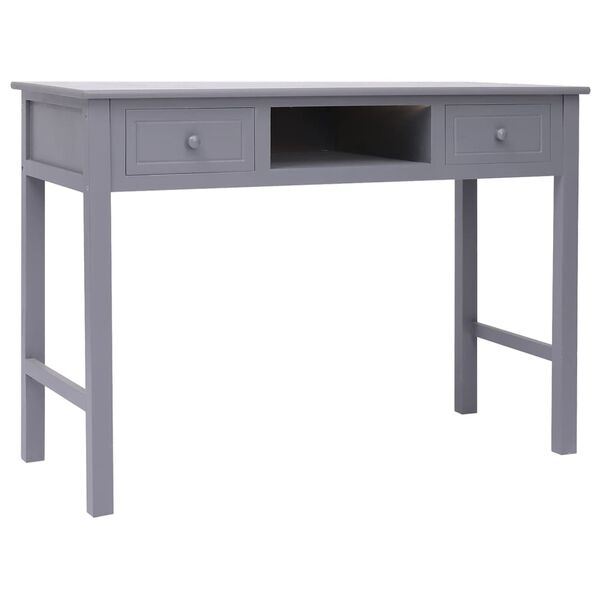 vidaXL Desk Grey 108x45x76 cm Solid Wood Paulownia