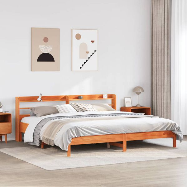 vidaXL Bed Frame without Mattress Wax Brown 200x200 cm Solid Wood Pine