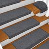 vidaXL Stair Mats 15 pcs 65x21x4 cm Dark Grey Rectangular Edge