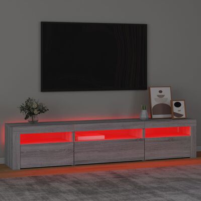 vidaXL TV Cabinet with LED Lights Grey Sonoma 195x35x40 cm