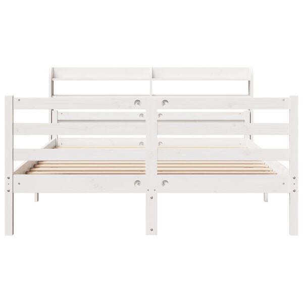 vidaXL Bed Frame with Headboard without Mattress White 140x200 cm