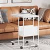 vidaXL Side Table with Wheels White 55x36x63.5 cm Engineered Wood