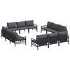 vidaXL Garden Sofa Set with Cushion 12 pcs Black Steel