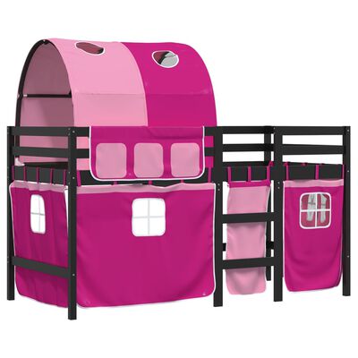 vidaXL Kids' Loft Bed with Tunnel Pink 90x190 cm Solid Wood Pine