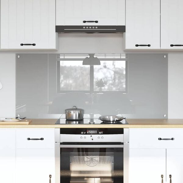 vidaXL Kitchen Backsplash 2 pcs Light Grey 70 x 60 cm Tempered Glass