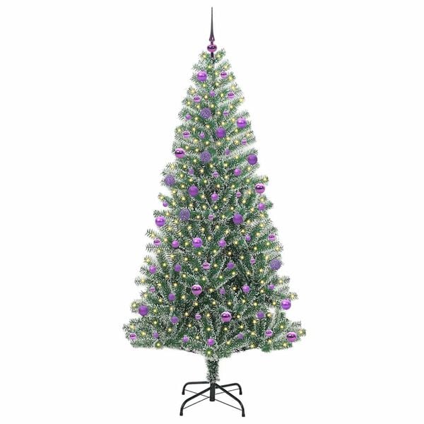 vidaXL Artificial Christmas Tree Snow Flocked with LED Light 210 cm