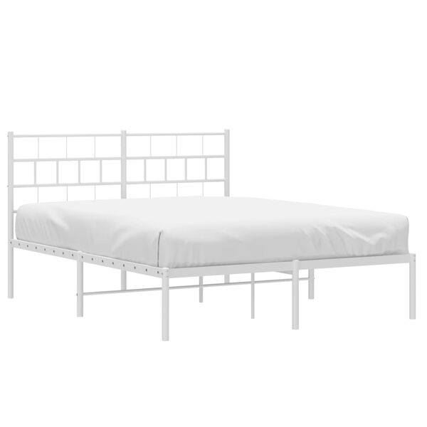 vidaXL Metal Bed Frame without Mattress with Headboard White 140x190cm