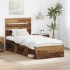 vidaXL Bed Frame with Headboard Old Wood 100 x 200 cm Solid Pine Wood