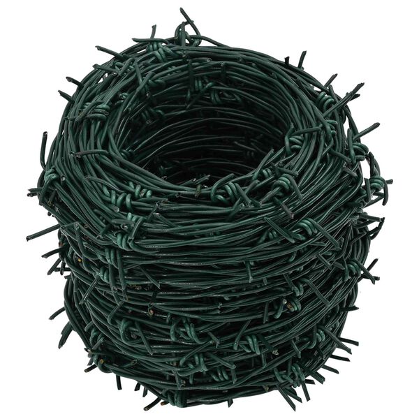 vidaXL Barbed Wire Green 100 m PVC-coated Steel