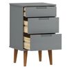 vidaXL Bedside Cabinet MOLDE Grey 40x35x65 cm Solid Wood Pine