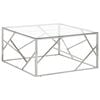 vidaXL Coffee Table Silver Stainless Steel and Tempered Glass