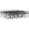 vidaXL 11 Piece Garden Dining Set with Cushions Black Poly Rattan
