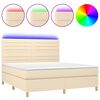 vidaXL Box Spring Bed with Mattress&LED Cream 180x200 cm Fabric