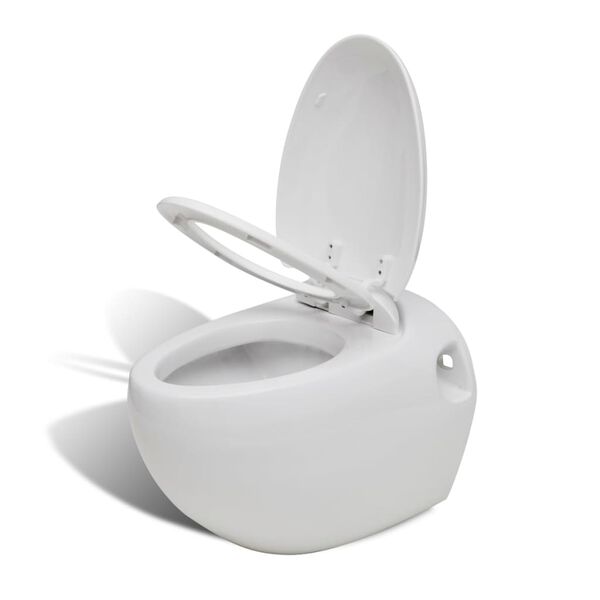 vidaXL Wall Hung Toilet & Bidet Set White Ceramic