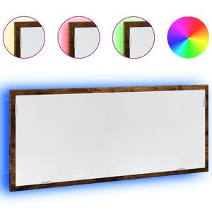 vidaXL LED Bathroom Mirror Smoked Oak 100x8.5x37 cm Engineered Wood