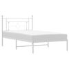 vidaXL Metal Bed Frame without Mattress with Headboard White 107x203cm