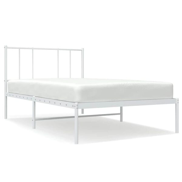 vidaXL Metal Bed Frame without Mattress with Headboard White 80x200cm