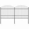 vidaXL Garden Fence with Spear Top Steel 359x175 cm Black