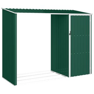 vidaXL Garden Firewood Shed Green 245x98x159 cm Galvanised Steel