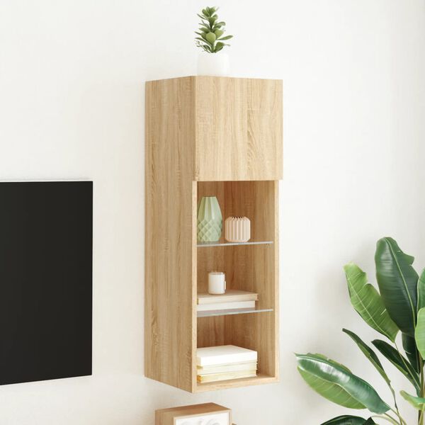 vidaXL TV Cabinet with LED Lights Sonoma Oak 30.5x30x90 cm