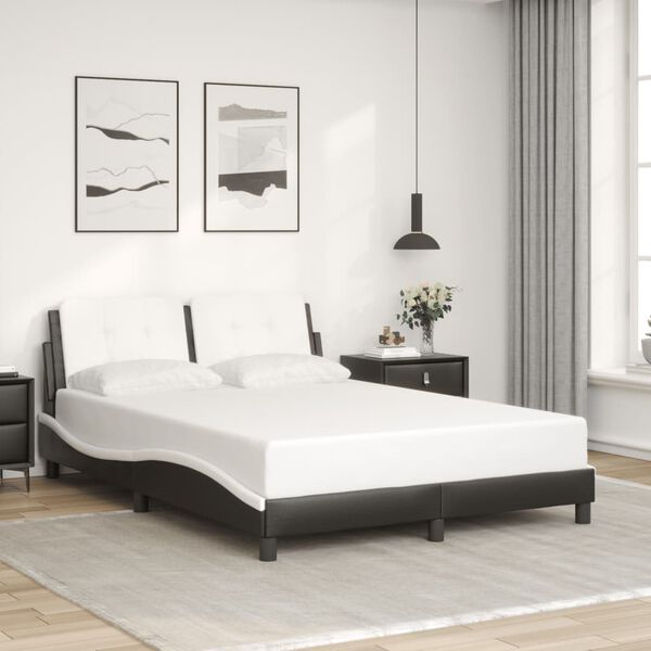 vidaXL Bed Frame without Mattress "Zadar" Black and White 140x200 cm Faux Leather