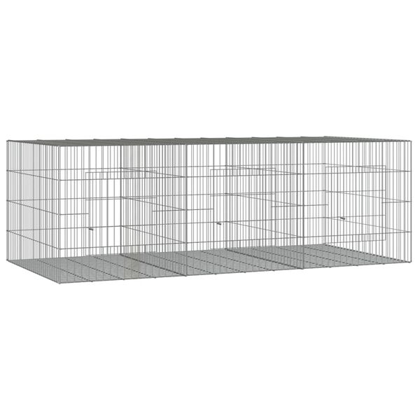 vidaXL 3-Panel Rabbit Cage 163x79x54 cm Galvanised Iron