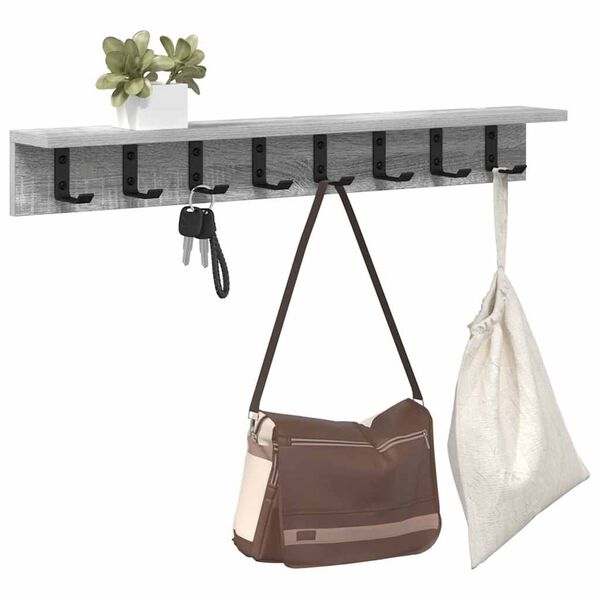 vidaXL Wall-Mounted Coat Rack Grey Sonoma 80 x 10.5 x 10.5 cm