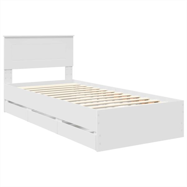 vidaXL Bed Frame with Drawer White 100 x 200 cm Engineer Wood