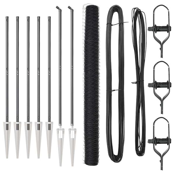 vidaXL Fence Post Grey 10 x 1.6 m (36 mm mesh) Steel and PVC