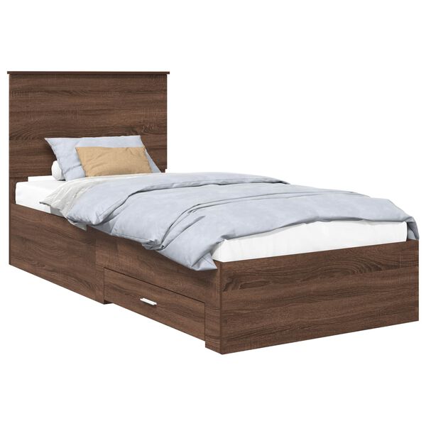 vidaXL Bed Frame Brown Oak and Silver 100 x 200 cm Engineered Wood
