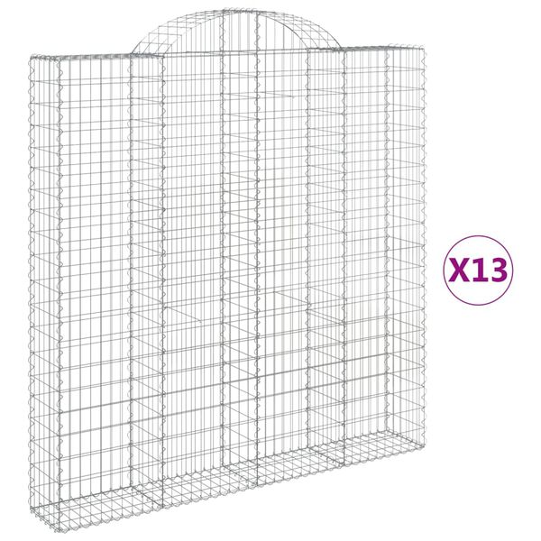 vidaXL Arched Gabion Baskets 13 pcs 200x30x200/220 cm Galvanised Iron