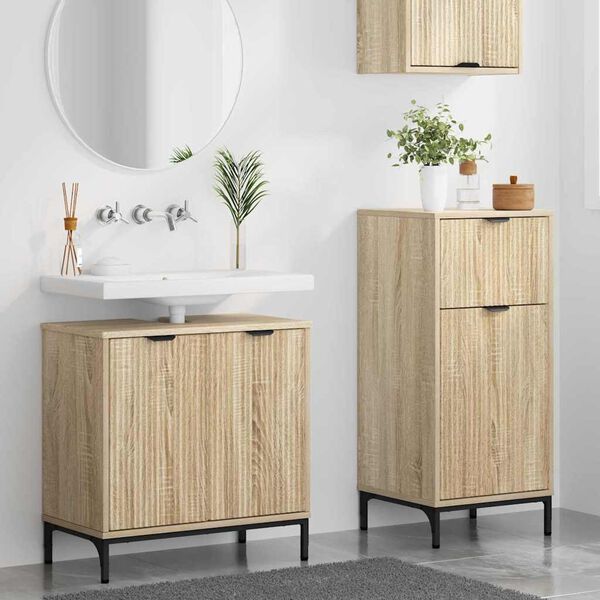 vidaXL Bathroom Furniture Set with Drawer with Shelf 2 pcs Sonoma Oak