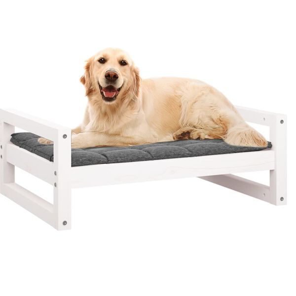 vidaXL Dog Bed White 75.5x55.5x28 cm Solid Pine Wood