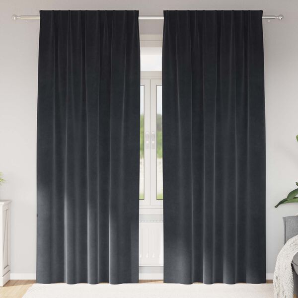 vidaXL Blackout Curtains 2 pcs Dark Grey 140 x 260 cm Velvet