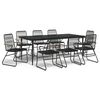 vidaXL Garden Dining Set | Black | PVC rattan, powder-coated steel, glass
