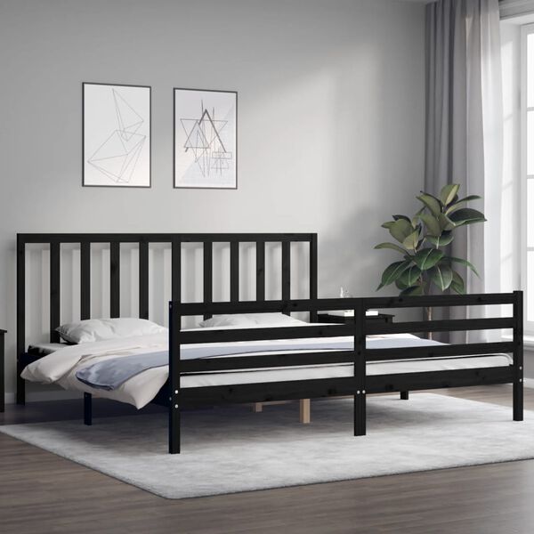 vidaXL Bed Frame without Mattress Black 200x200 cm Solid Wood Pine