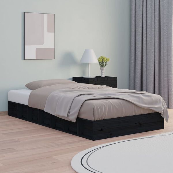 vidaXL Bed Frame without Mattress Black 135x190 cm Double Double Solid Wood