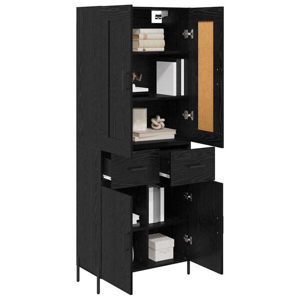 vidaXL Highboard with Drawer 2 pcs Black Oak Engineered Wood