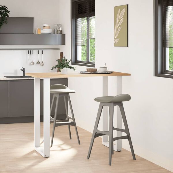 vidaXL Bar Table Legs U-Shaped 2 pcs White 60x(110-111) cm Steel