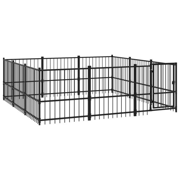 vidaXL Outdoor Dog Kennel Steel 8.47 m²