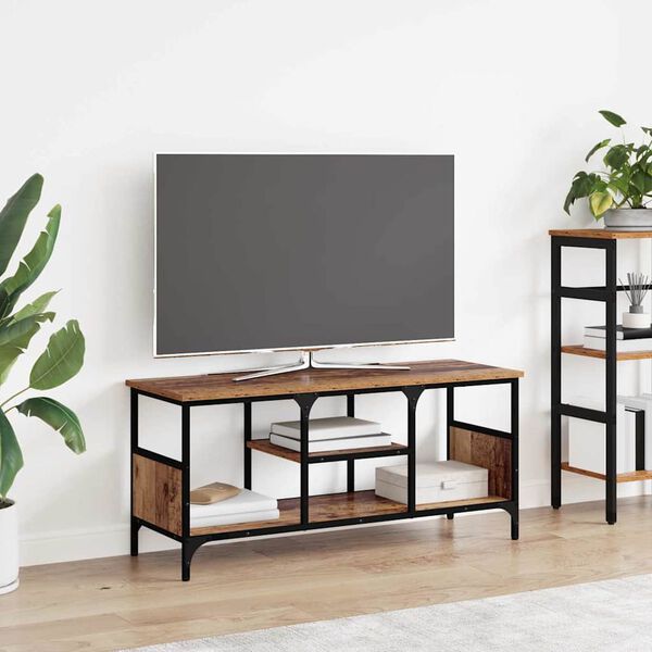 vidaXL TV Cabinet Old Wood 100 x 35 x 45 cm Engineered Wood and Iron