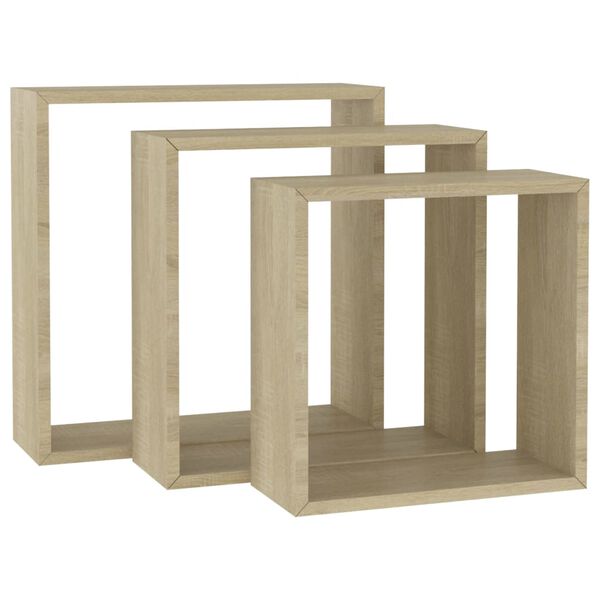 vidaXL Wall Cube Shelves 3 pcs Sonoma Oak