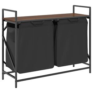 vidaXL Laundry Basket 2 Compartments with Shelf Brown Oak