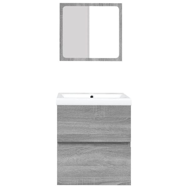 vidaXL Bathroom Sink Cabinet with Basin and Mirror Grey Sonoma