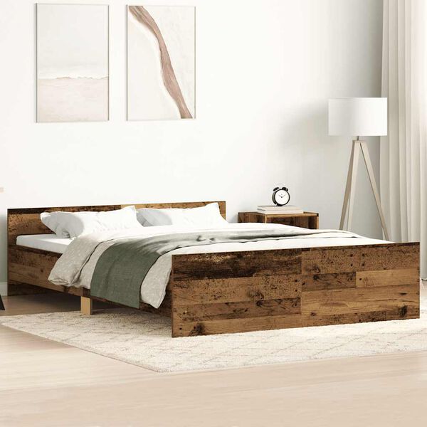 vidaXL Bed Frame without Mattress Old Wood 135x190cm Engineered Wood