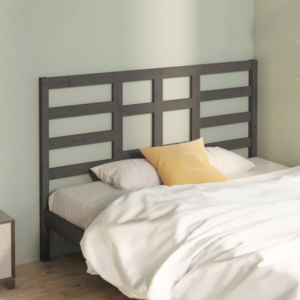 vidaXL Bed Headboard Grey 141x4x104 cm Solid Wood Pine