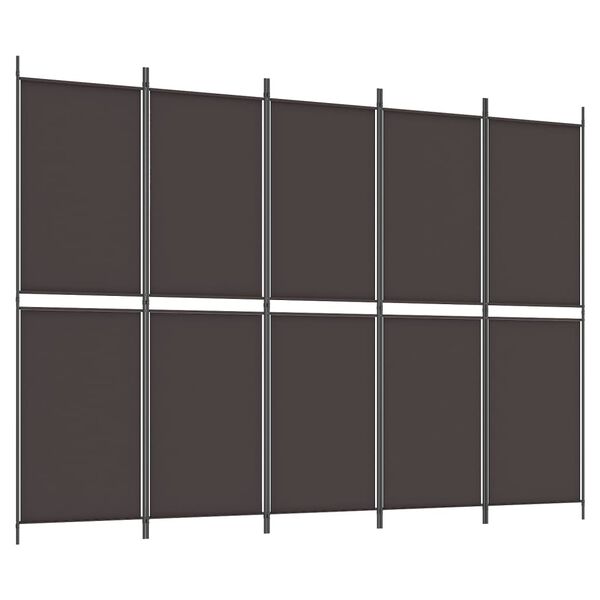 vidaXL 5-Panel Room Divider Brown 250x180 cm Fabric